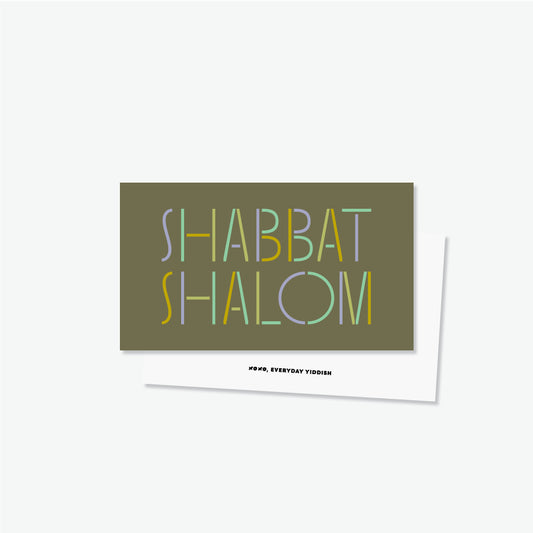 Shabbat Shalom Mini Notecards - Green
